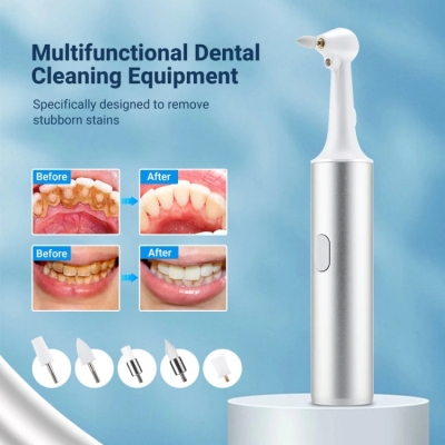 5 In 1 Electric Tooth Polisher USB Rechargeable Dental Scaler Toothbrush(M15 Silver)