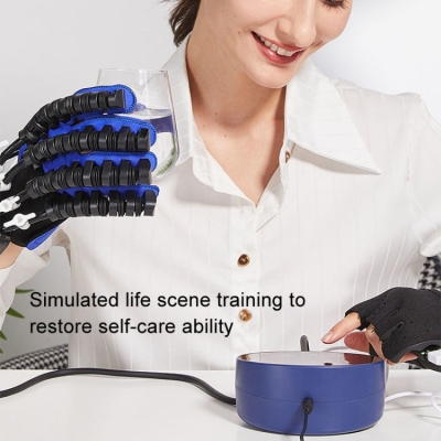 Intelligent Robot Split Finger Training Rehabilitation Glove Equipment With US Plug Adapter, Size: XXL(Orange Right Hand)