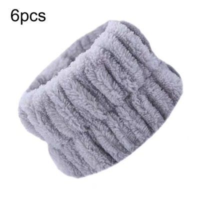 6pcs Washing Anti-Humidity Washing Face Wrist Strap Sports Sweat-Wiping Bracelet Sweat-Absorbing Sleeve(Gray)
