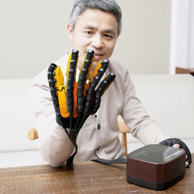 Intelligent Robotic Rehabilitation Glove Equipment, With US Plug Adapter, Size: XXL(Right Hand Brown)