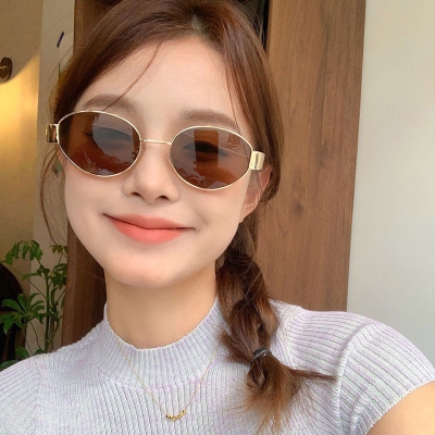 American Personalized Oval Metal Sunglasses